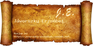 Jávorszky Erzsébet névjegykártya