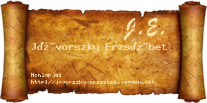 Jávorszky Erzsébet névjegykártya